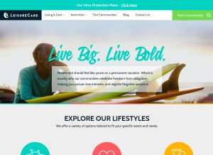 How leisurecare.com looks like on a tablet such as an iPad.