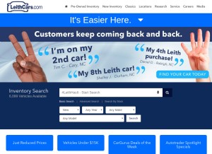 How leithcars.com looks like on a tablet such as an iPad.