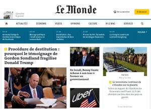 How lemonde.fr looks like on a tablet such as an iPad.