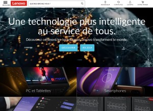 How lenovo.com looks like on a tablet such as an iPad.