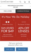 How lenscrafters.com looks like on a mobile device such as an iPhone.