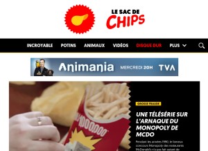 How lesacdechips.com looks like on a tablet such as an iPad.