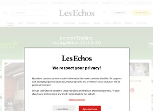 How lesechos.com looks like on a tablet such as an iPad.