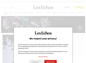 How lesechos.fr looks like on a tablet such as an iPad.