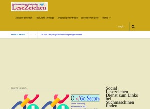 How lesezeichen-bookmarking.de looks like on a tablet such as an iPad.