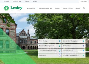 How lesley.edu looks like on a tablet such as an iPad.