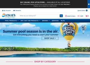 How lesliespool.com looks like on a tablet such as an iPad.