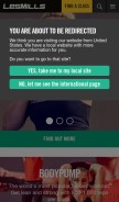 How lesmills.com looks like on a mobile device such as an iPhone.