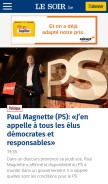 How lesoir.be looks like on a mobile device such as an iPhone.