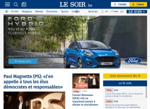 How lesoir.be looks like on a tablet such as an iPad.