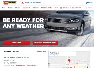 How lesschwab.com looks like on a tablet such as an iPad.