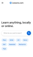How lessons.com looks like on a mobile device such as an iPhone.
