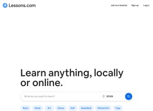 How lessons.com looks like on a tablet such as an iPad.