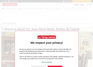 How letelegramme.fr looks like on a tablet such as an iPad.