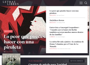 How letraslibres.com looks like on a tablet such as an iPad.