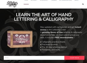 How lettering-daily.com looks like on a tablet such as an iPad.