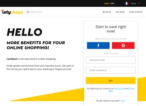 How letyshops.com looks like on a tablet such as an iPad.