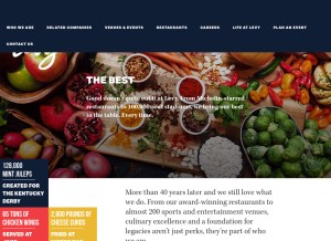 How levyrestaurants.com looks like on a tablet such as an iPad.