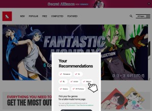 How lezhin.com looks like on a tablet such as an iPad.