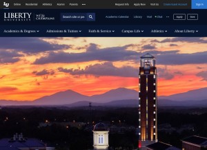 How liberty.edu looks like on a tablet such as an iPad.