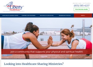 How libertyhealthshare.org looks like on a tablet such as an iPad.