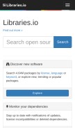 How libraries.io looks like on a mobile device such as an iPhone.