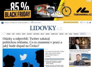 How lidovky.cz looks like on a tablet such as an iPad.