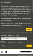 How liebherr.com looks like on a mobile device such as an iPhone.