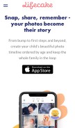 How lifecake.com looks like on a mobile device such as an iPhone.