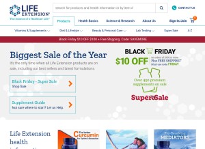How lifeextension.com looks like on a tablet such as an iPad.