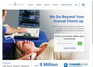 How lifelinescreening.com looks like on a tablet such as an iPad.