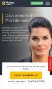 How lifelock.com looks like on a mobile device such as an iPhone.