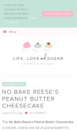 How lifeloveandsugar.com looks like on a mobile device such as an iPhone.