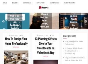 How lifestylesays.com looks like on a tablet such as an iPad.
