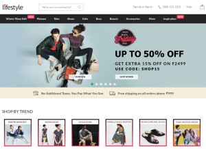 How lifestylestores.com looks like on a tablet such as an iPad.