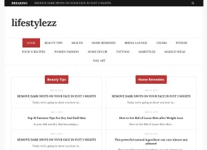 How lifestylezz.com looks like on a tablet such as an iPad.