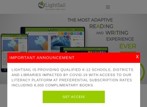 How lightsailed.com looks like on a tablet such as an iPad.