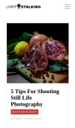 How lightstalking.com looks like on a mobile device such as an iPhone.