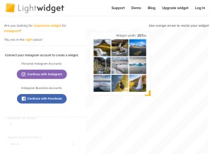 How lightwidget.com looks like on a tablet such as an iPad.