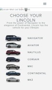 How lincoln.com looks like on a mobile device such as an iPhone.