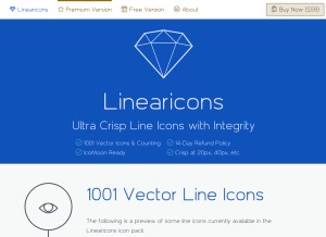 How linearicons.com looks like on a tablet such as an iPad.