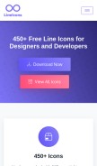 How lineicons.com looks like on a mobile device such as an iPhone.