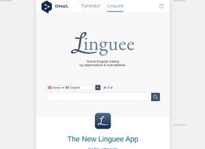 How linguee.dk looks like on a tablet such as an iPad.