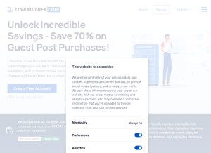 How linkbuilder.com looks like on a tablet such as an iPad.