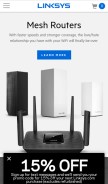 How linksys.com looks like on a mobile device such as an iPhone.