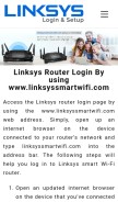 How linksysrouter.net looks like on a mobile device such as an iPhone.