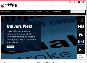 How linotype.com looks like on a tablet such as an iPad.
