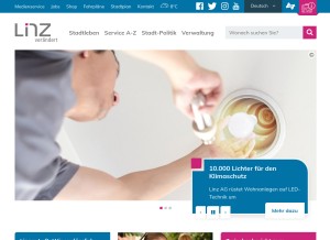How linz.at looks like on a tablet such as an iPad.