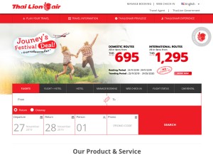 How lionairthai.com looks like on a tablet such as an iPad.