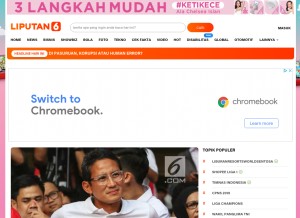 How liputan6.com looks like on a tablet such as an iPad.